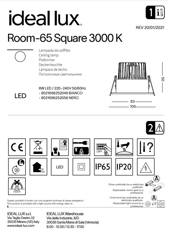 Точковий світильник ROOM-65 SQUARE BK (252056), IDEAL LUX - Зображення 252056--.jpg