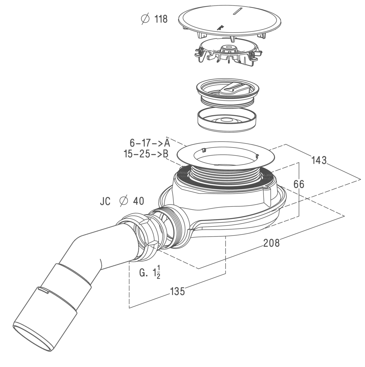 Сифон для поддона Turboflow TBXS Radaway - Зображення 252508-54704.jpg