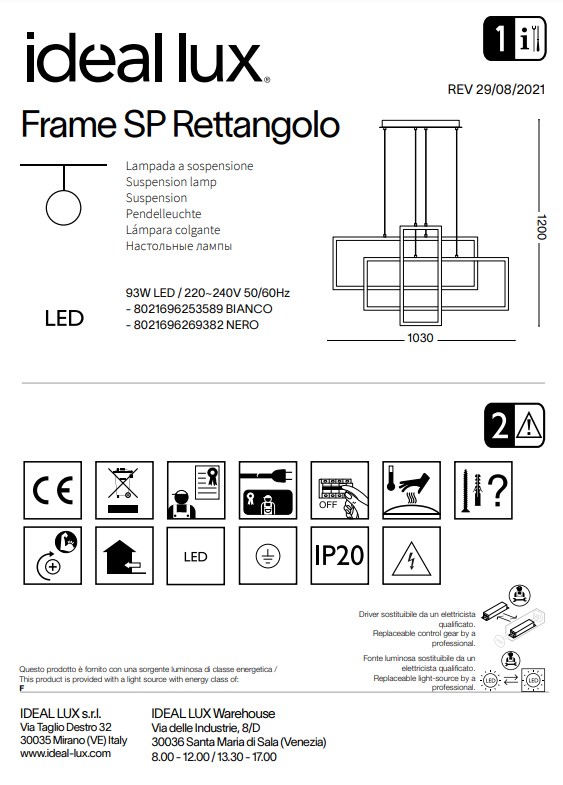 Люстра FRAME SP RETTANGOLO BIANCO (253589), IDEAL LUX - Зображення 253589--.jpg