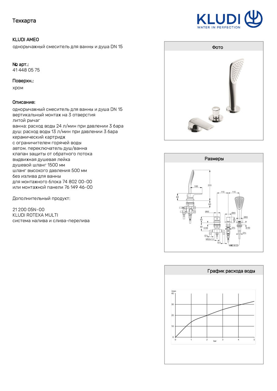 Змішувач для ванни Ameo (414480575), Kludi - Зображення 253650-198fb.jpg