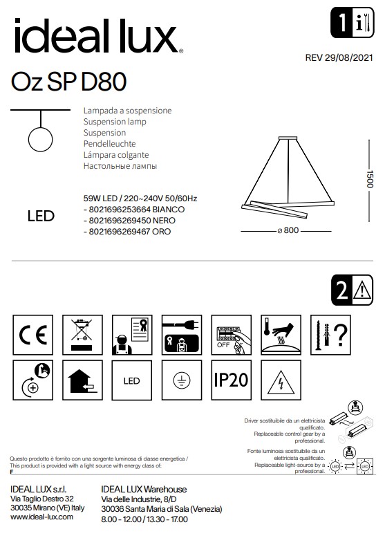 Люстра OZ SP D80 BIANCO (253664), IDEAL LUX - Зображення 253664--.jpg