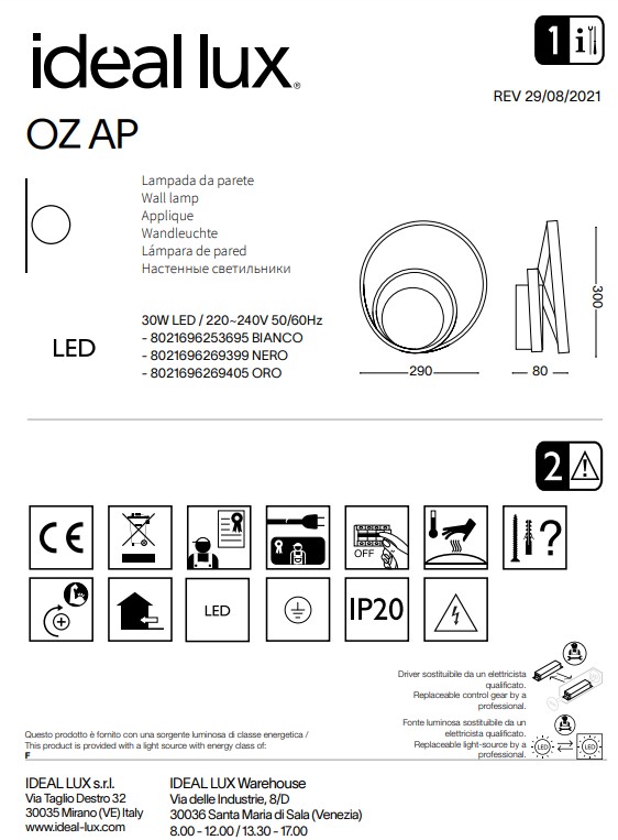 Світильник OZ AP BIANCO (253695), IDEAL LUX - Зображення 253695--.jpg