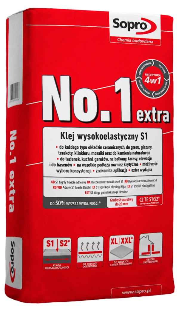 Клей для плитки Sopro №1 400 extra (22,5 кг) - Зображення 254921-d976f.jpg