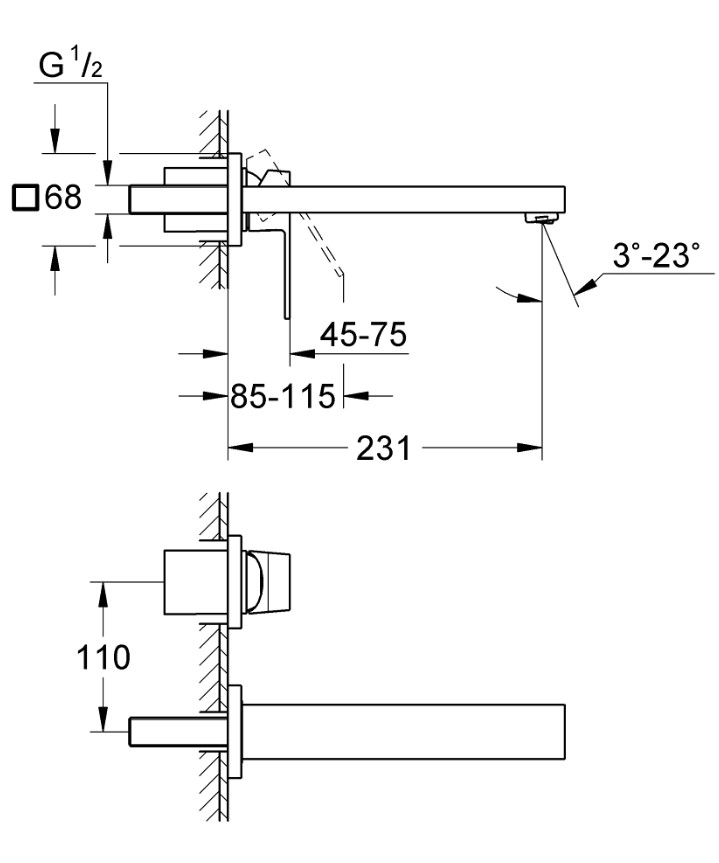 Смеситель для умывальника M-Size Eurocube (23447000), Grohe - Зображення 255128-312f3.jpg