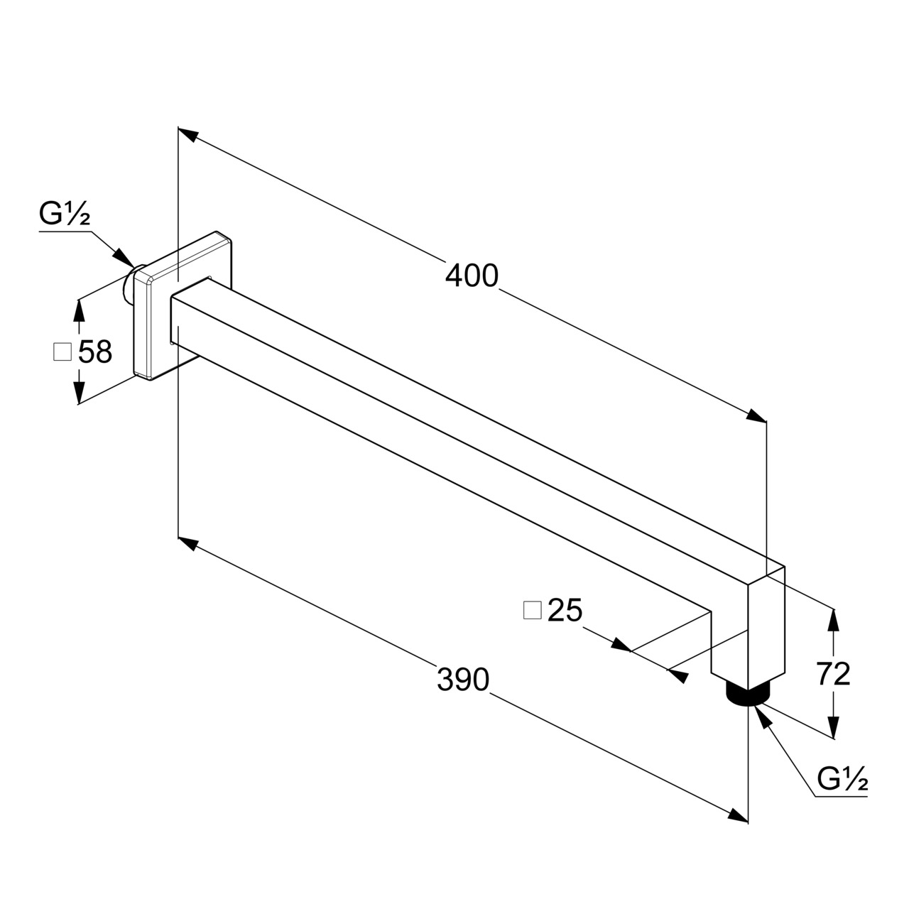 Душевой кронштейн DN 15 A-QA (6654405-00), Kludi - Зображення 255131-0cad5.jpg