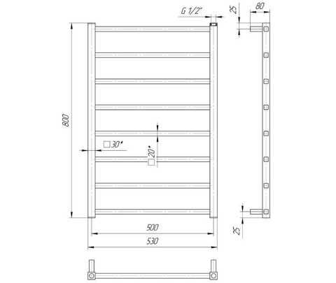 Рушникосушка водяна Токіо 800х530 MARIO - Зображення 256326-7e53a.jpg
