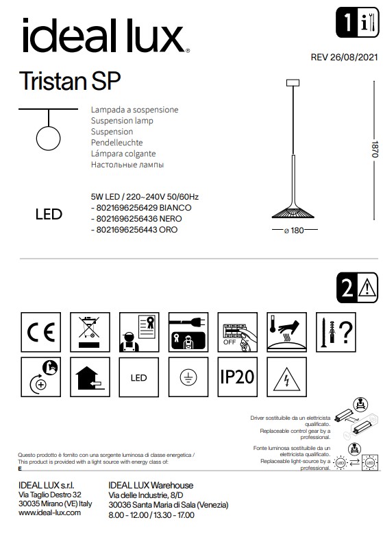 Люстра TRISTAN SP BIANCO (256429),IDEAL LUX - Зображення 256429--.jpg