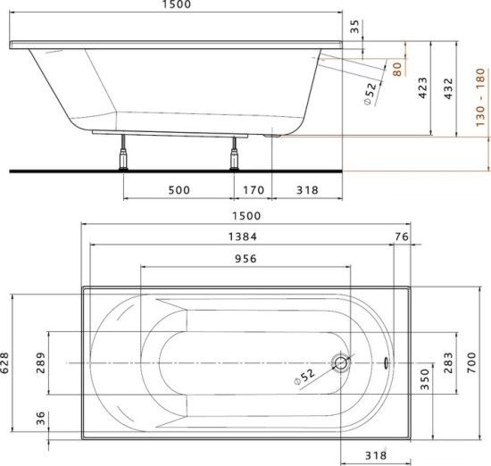Ванна прямокутна Opal Plus 150х70, KOLO - Зображення 258011-43ec5.jpg