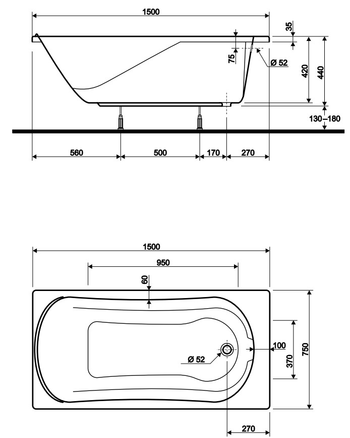 Ванна прямокутна Comfort 150х75, KOLO - Зображення 258012-7d44c.jpg