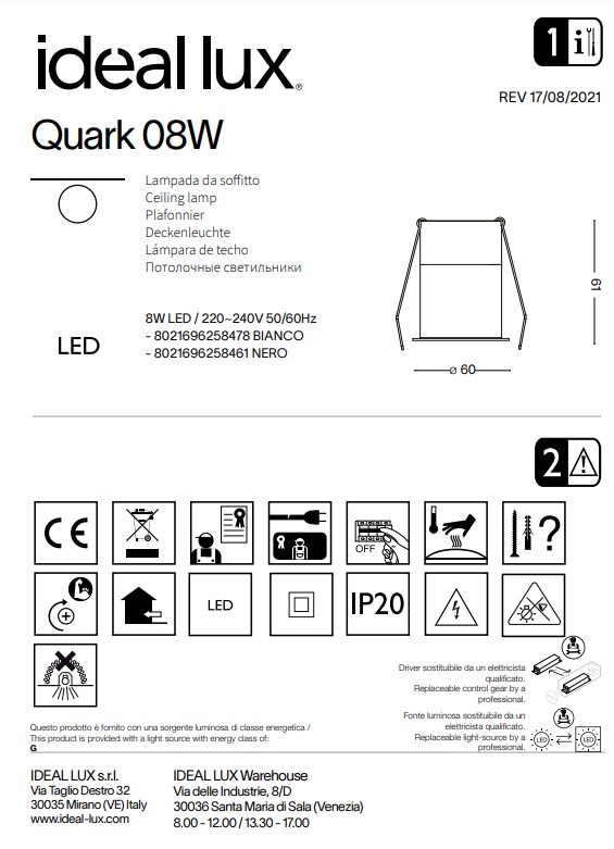 Точковий світильник QUARK 08W WH (258478), IDEAL LUX - Зображення 258478--.jpg
