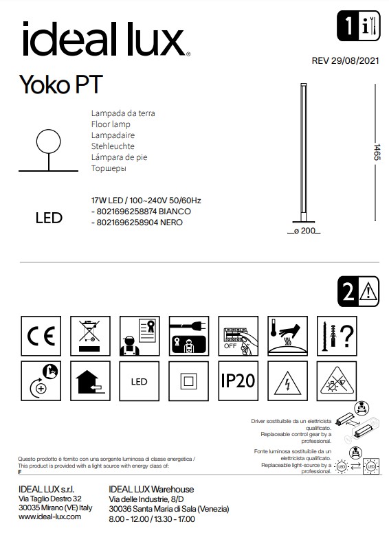 Торшер YOKO PT NERO (258904), IDEAL LUX - Зображення 258904--.jpg