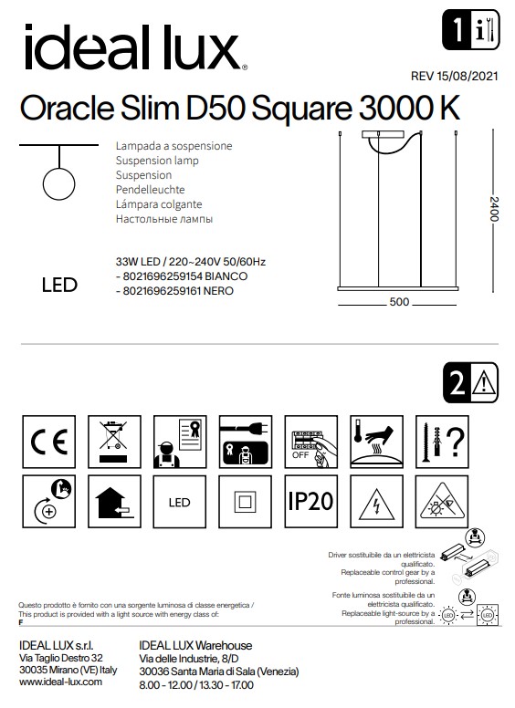 Люстра ORACLE SLIM D50 SQUARE WH 3000K (259154), IDEAL LUX - Зображення 259154--.jpg