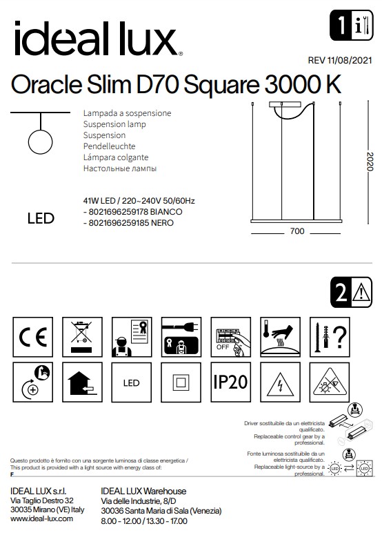Люстра ORACLE SLIM D70 SQUARE WH 3000K (259178), IDEAL LUX - Зображення 259178-.jpg