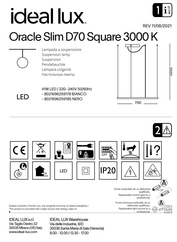 Люстра ORACLE SLIM D70 SQUARE BK 3000K (259185), IDEAL LUX - Зображення 259185--.jpg