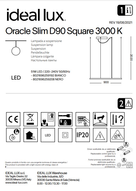 Люстра ORACLE SLIM D90 SQUARE WH 3000K (259192), IDEAL LUX - Зображення 259192-.jpg