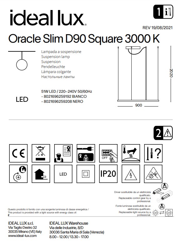 Люстра ORACLE SLIM D90 SQUARE BK 3000K (259208), IDEAL LUX - Зображення 259208--.jpg