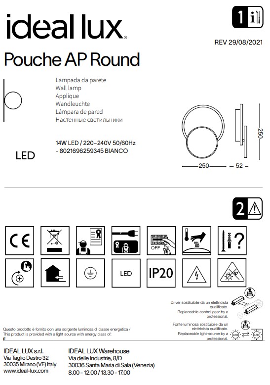 Світильник POUCHE AP ROUND (259345), IDEAL LUX - Зображення 259345--.jpg