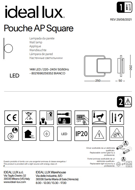 Світильник POUCHE AP SQUARE (259352), IDEAL LUX - Зображення 259352--.jpg
