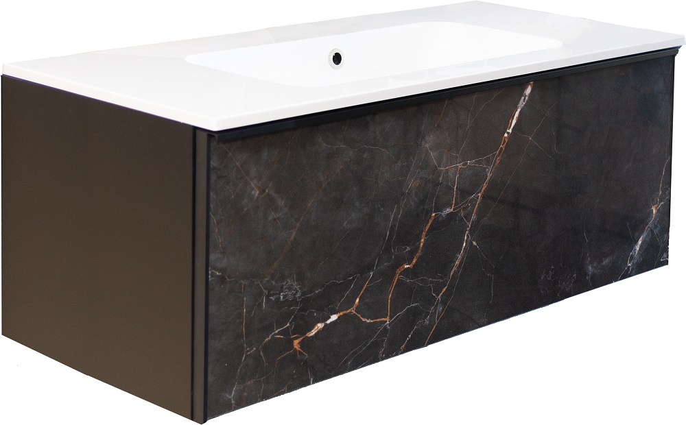 Шафка під умивальник Tile Black 1000 Shinestone Black Air-Line - Зображення