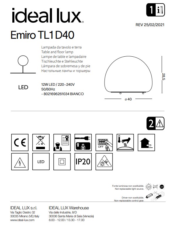 Настільна лампа EMIRO TL1 D40 (261034), IDEAL LUX - Зображення 261034--.jpg