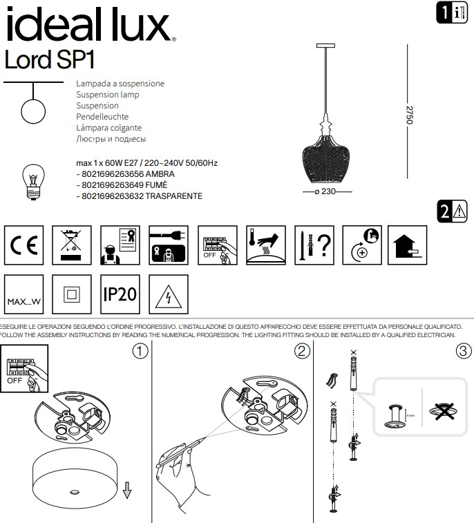 Люстра LORD SP1 FUME' (263649), IDEAL LUX - Зображення 263649--.jpg