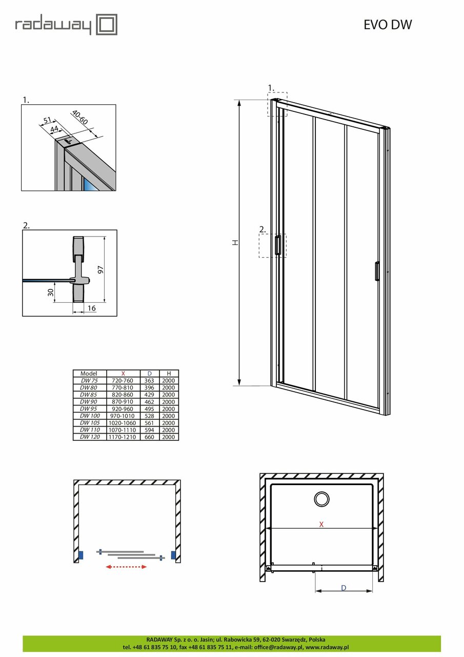 Душові двері Evo DW 105 RADAWAY - Зображення 265069-b2ebe.jpg