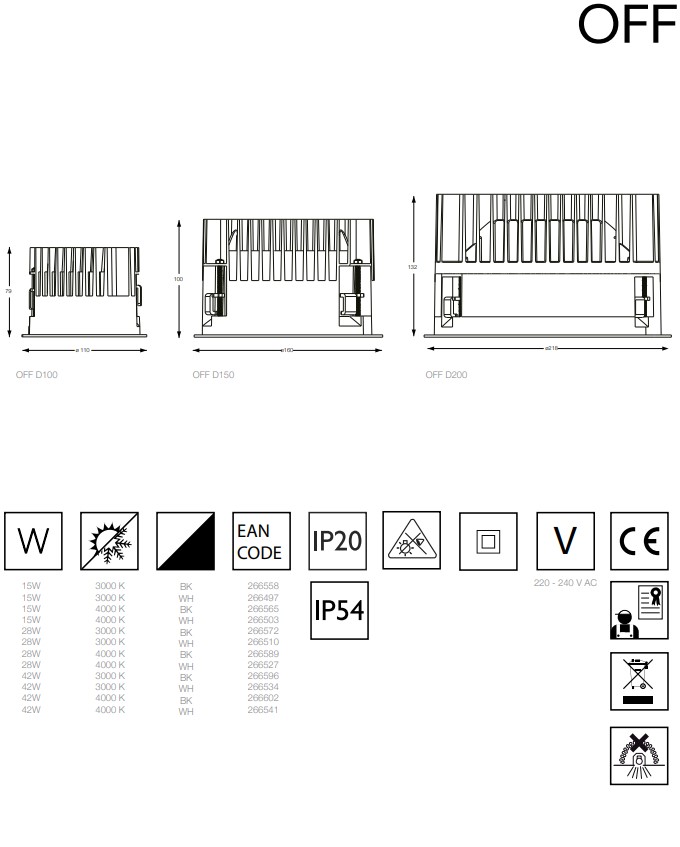 Точковий світильник OFF ROUND D200 42W 3000K BK (266596), IDEAL LUX - Зображення 266596--.jpg