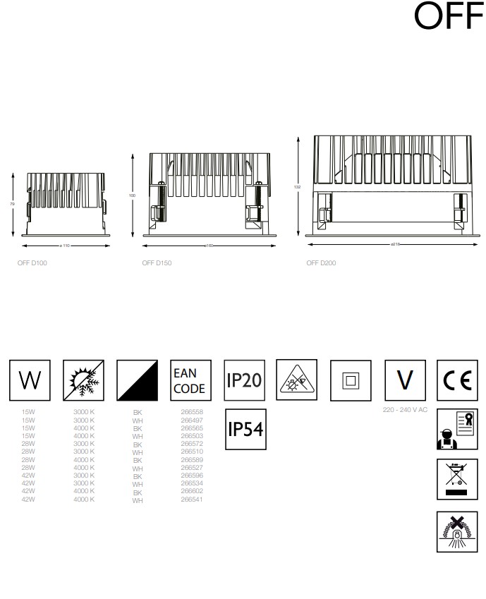 Точковий світильник OFF ROUND D200 42W 4000K BK (266602), IDEAL LUX - Зображення 266602--.jpg