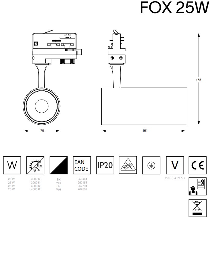 Трековий світильник FOX 25W CRI80 35° 4000K (267791), IDEAL LUX - Зображення 267791--.jpg