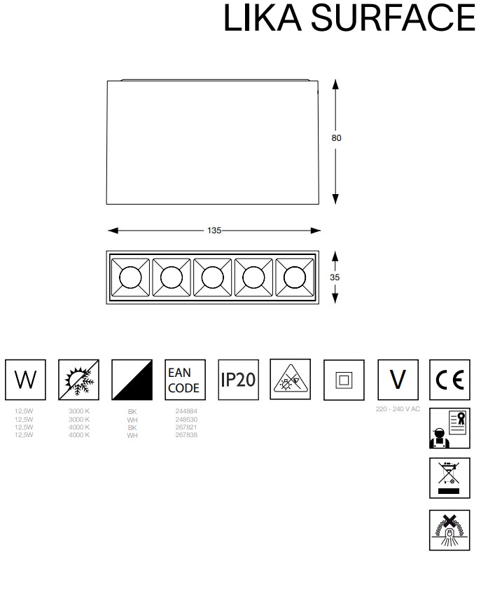 Точковий світильник LIKA 12,5W 4000K SURFACE BK (267821), IDEAL LUX - Зображення 267821--.jpg