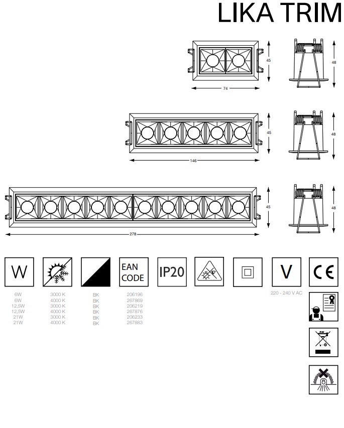 Точечный светильник LIKA 12,5W 4000K TRIM (267876), IDEAL LUX - Зображення 267876--.jpg