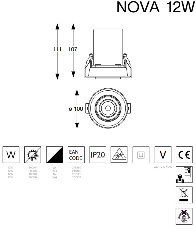 Спот NOVA 12W 4000K BK (267920), IDEAL LUX - Зображення 267920--.jpg