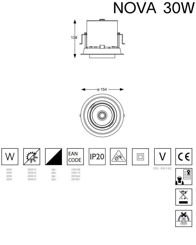 Спот NOVA 30W 4000K BK (267944), IDEAL LUX - Зображення 267944-.jpg