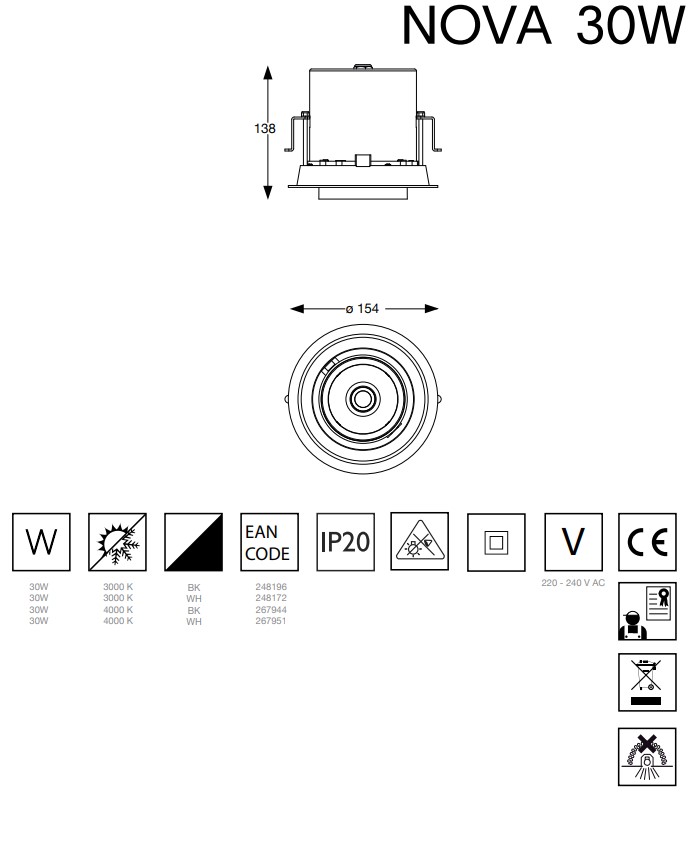 Спот NOVA 30W 4000K WH (267951), IDEAL LUX - Зображення 267951-.jpg