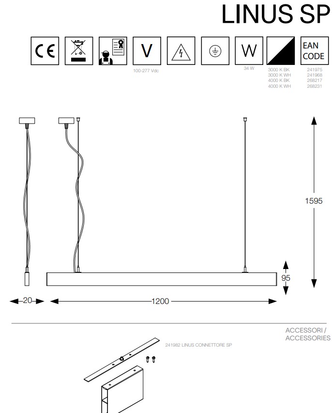 Люстра LINUS SP BK 4000K (268217), IDEAL LUX - Зображення 268217--.jpg