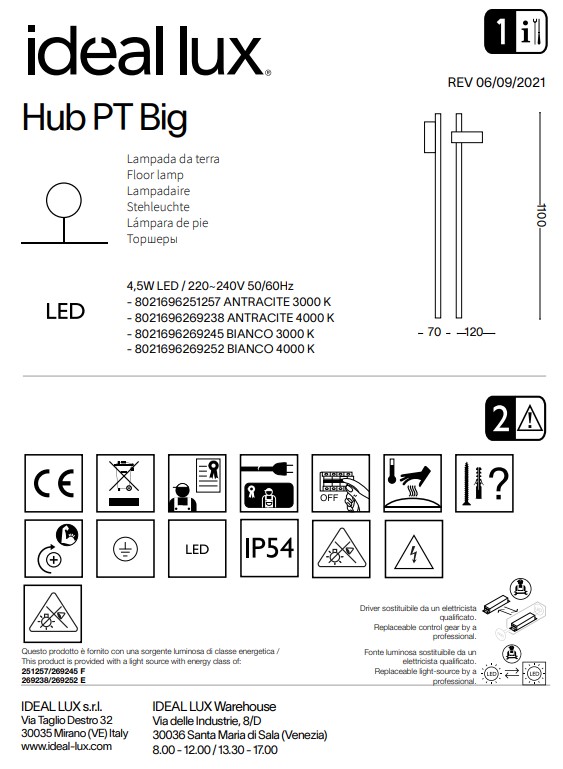 Світильник вуличний HUB PT BIG ANTRACITE 4000K (269238), IDEAL LUX - Зображення 269238--.jpg