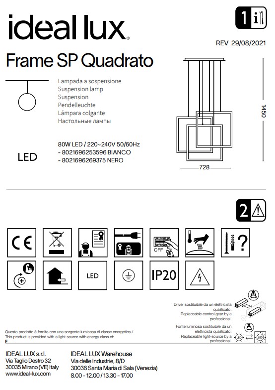 Люстра FRAME SP QUADRATO NERO (269375), IDEAL LUX - Зображення 269375--.jpg