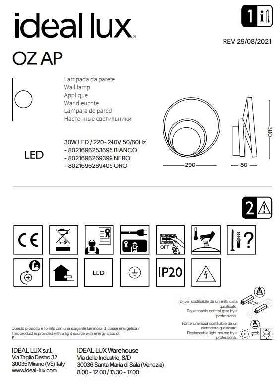 Світильник OZ AP ORO (269405), IDEAL LUX - Зображення 269405--.jpg