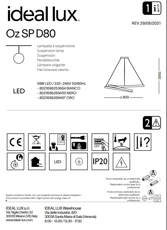 Люстра OZ SP D80 NERO (269450), IDEAL LUX - Зображення 269450--.jpg
