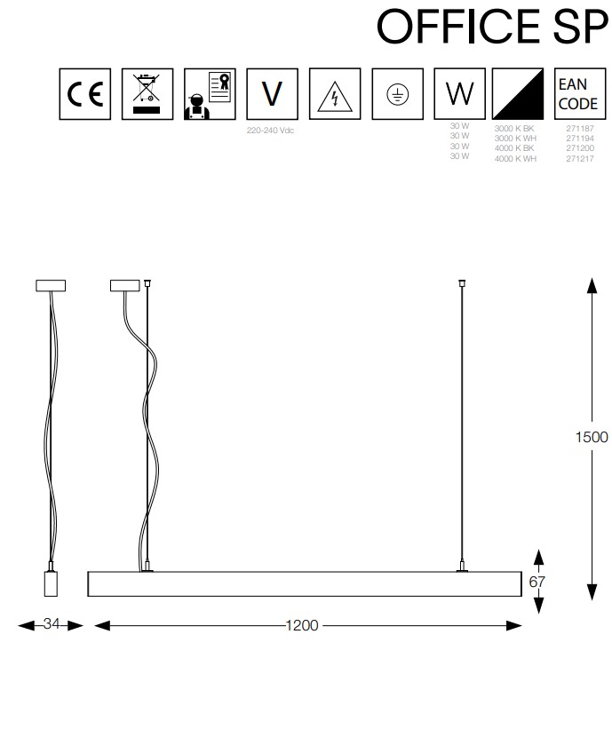 Люстра OFFICE SP 3000K WH (271194), IDEAL LUX - Зображення 271194--.jpg