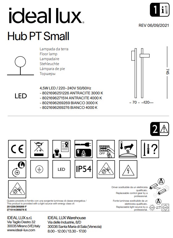 Світильник вуличний HUB PT SMALL ANTRACITE 4000K (271514), IDEAL LUX - Зображення 271514--.jpg