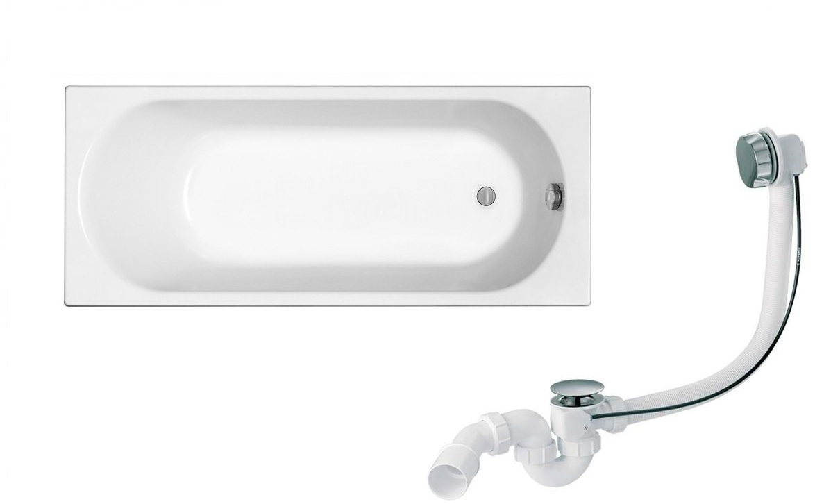Комплект Ванна прямокутна з ніжками Opal Plus 170x70 Kolo Сифон для ванни HC31M-S1 McAlpine - Зображення