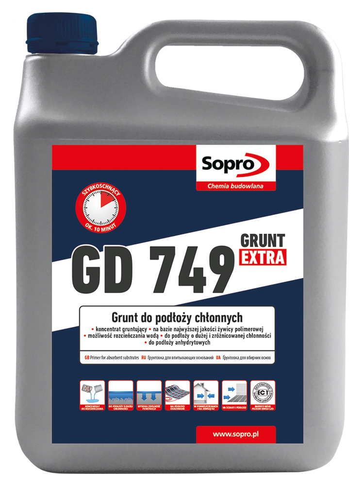 Грунтовочный концентрат для оснований с высоким влагопоглощением Sopro GD 749 (4 кг) - Зображення