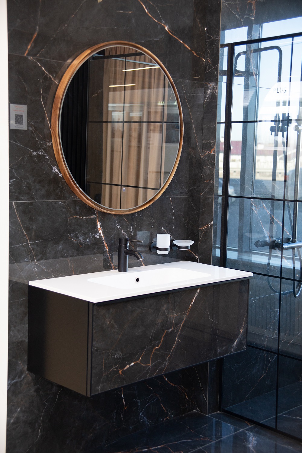 Шафка під умивальник Tile Black 900 Shinestone Black Air-Line - Зображення 28068700-cd0eb.jpg