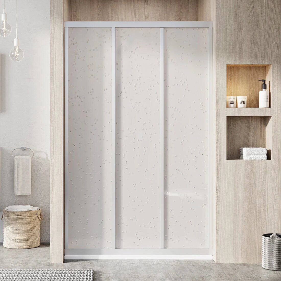 Душевые двери трехэлементные ASDP3-90 1980 Pearl White RAVAK - Зображення