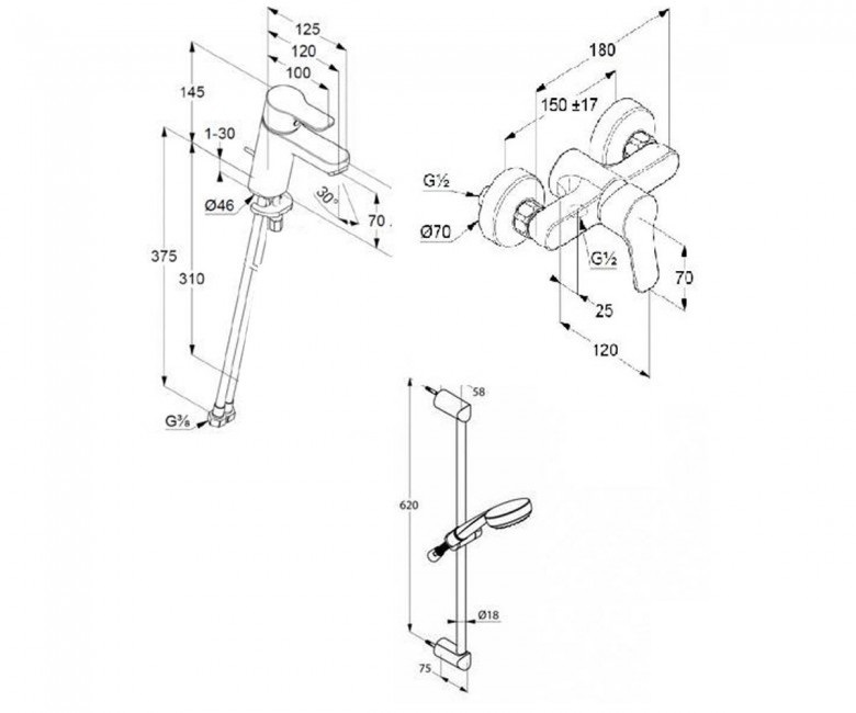 Набір змішувачів 3 в 1 Pure&Easy (378450565), Kludi - Зображення 287144-ba25d.jpg