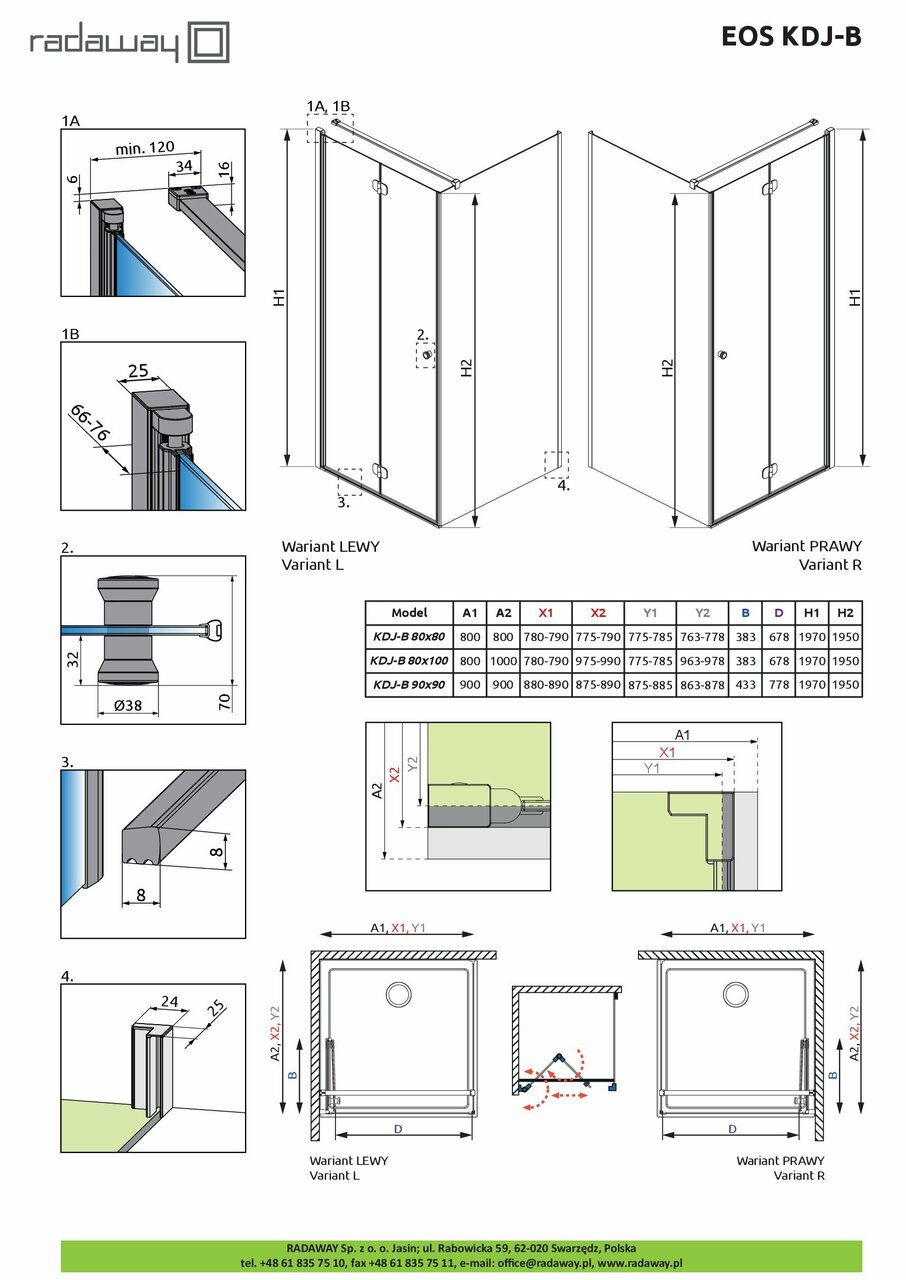 Душова кабіна Eos KDJ В 80 Rх100 RADAWAY - Зображення 287319-b5ae0.jpg