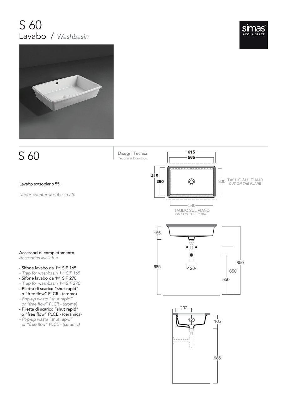 Умивальник S 60 Agile (S60 white) Glossy white SIMAS - Зображення 290229-955c3.jpg