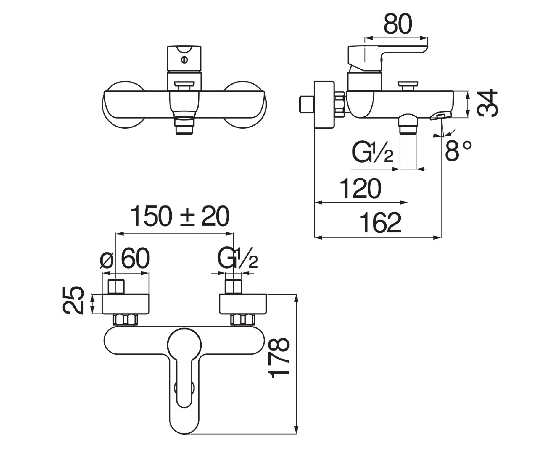 Змішувач для ванни ABC (AB87110-1CR), Nobili - Зображення 290474-01c48.jpg