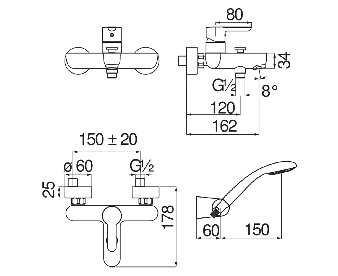 Змішувач для ванни ABC (AB87110CR), Nobili - Зображення 290479-b4aa9.jpg